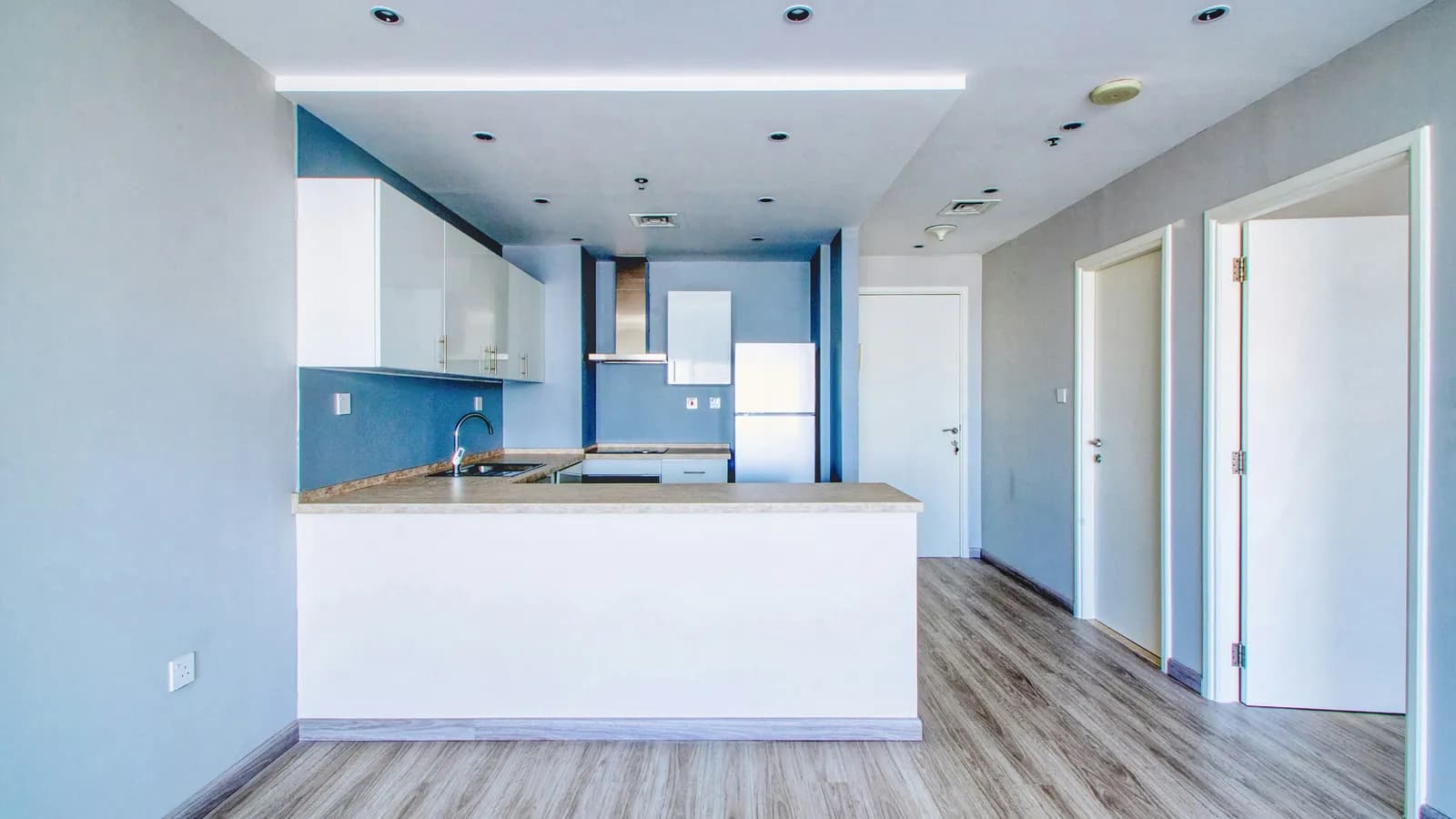 Cuisine ouverte et séjour d'un appartement, pièce commune d'une colocation
